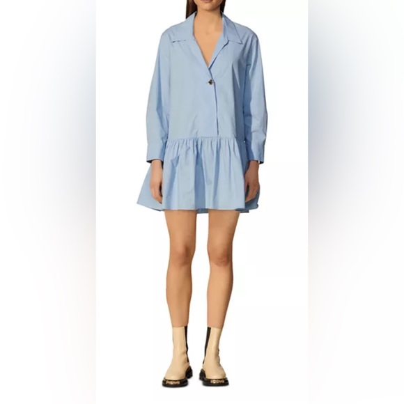 Sandro CORDELIA 100% Cotton Mini shirt Dress. 38 NWT - Picture 1 of 16